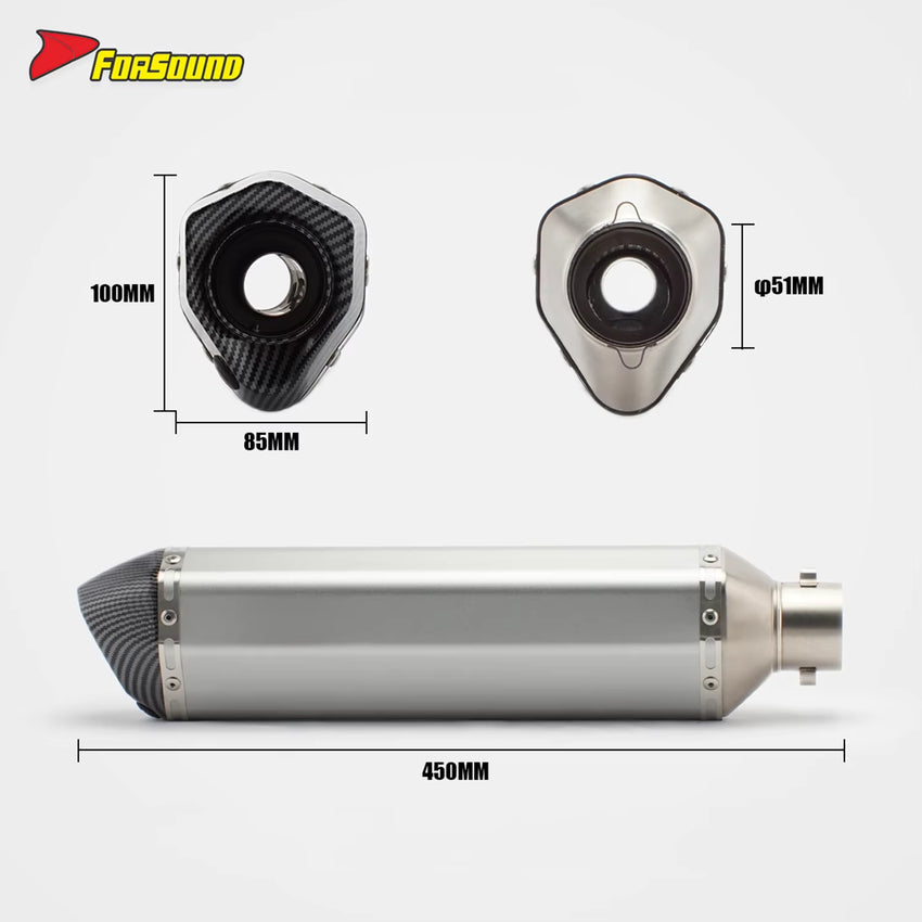 RS Original Modified Stainless Steel Exhaust Pipe Universal Single Hole Tail Section 51Mm Extended Hexagonal Body Condition New