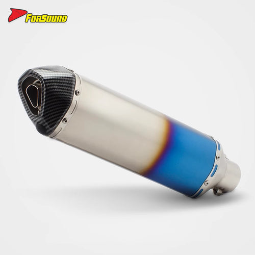 RS Original Modified Universal Stainless Steel Exhaust Pipe Half Blue Extended Hexagonal Single Hole Tail Section 51Mm New