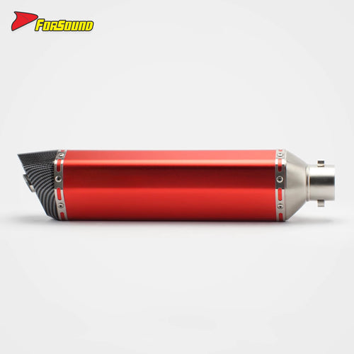 New Forsound RS Original Modified Universal Stainless Steel Muffler 51Mm Red Body Lengthened Hexagonal Hole Motorcycle Exhaust