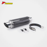 New FORSOUND Universal Retro over Exhaust Muffler 51Mm Glossy Carbon Fiber Black Mid Slash Cut Tip Slip-On Tail Pipe