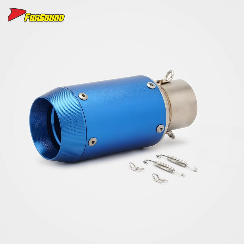Stainless Steel Carbon Fiber 51Mm Mini GP End Can Full Blue Exhaust Pipe Universal Motorcycle Pipe