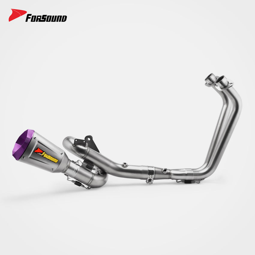 ปลายท่อออกด้านล่าง ทรง U-Bend SR สเตนเลสสตีลทั้งชุด FORSOUND สำหรับ YAMAHA MT07 FZ-07 อัปเกรดโดยไม่ต้องดัดแปลง ทนความร้อน