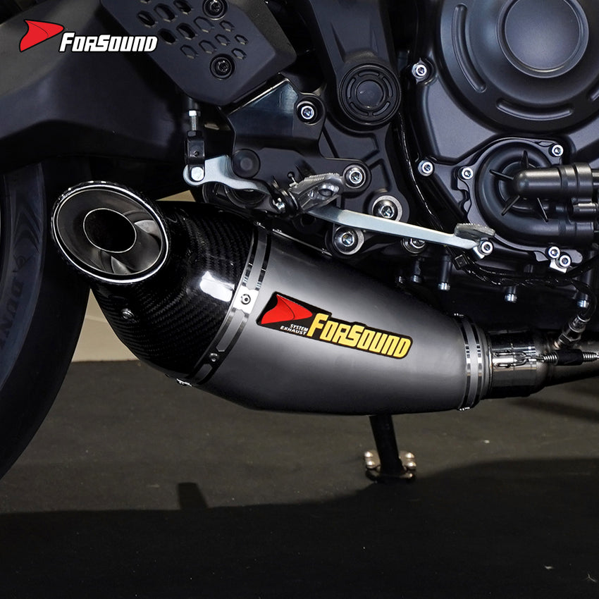 ท่อคอท่อไอเสีย Yamaha MT07 ขนาด 51 มม. / ท่อไอเสีย Yamaha MT09 ทั้งระบบ ปี 2013-2025 คาร์บอน SS รถจักรยานยนต์ ODM&OEM กำหนดเอง TI