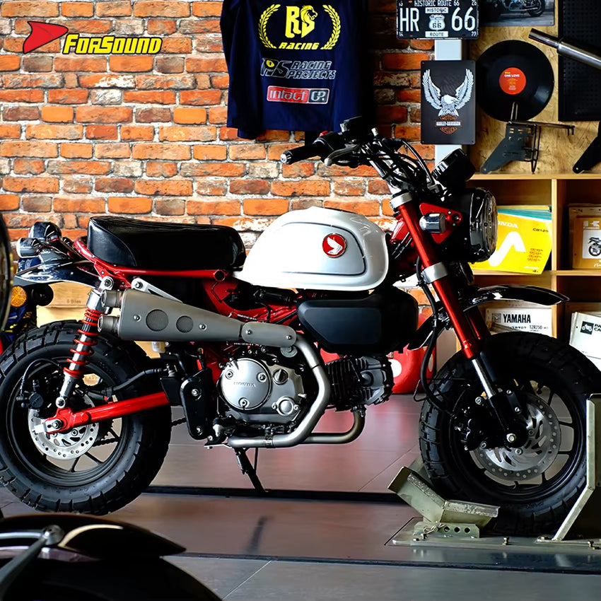 FORSOUND New for Monkey 125 Double-Barrel Full Exhaust System Deep Vintage Exhaust Note Urban Commute Exact Fit Customizable