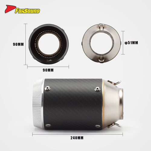 RS Original 51Mm Stainless Steel Motorcycle Exhaust Muffler Tail Section Universal Fit Retrofit/Upgrade New