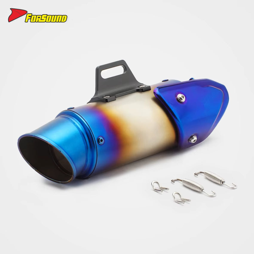 RS Original Universal Stainless Steel New Condition Dirt-Bike Motorcycle Exhaust Muffler 51Mm Caliber Roasted Blue