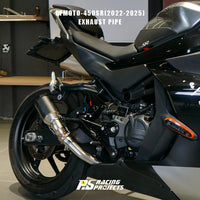 Stainless Steel Carbon Fiber AR Embossed Mid-Tail Integrated Exhaust Pipe for Motorcycle for CFMOTO 450SR/NK Retrofit/Upgrade