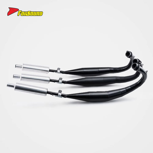 New FORSOUND KAWASAKI KH250 Retro Motorcycle 3-Into-3 Cast Iron Exhaust System Replacement High Temp Corrosion Resistance Full