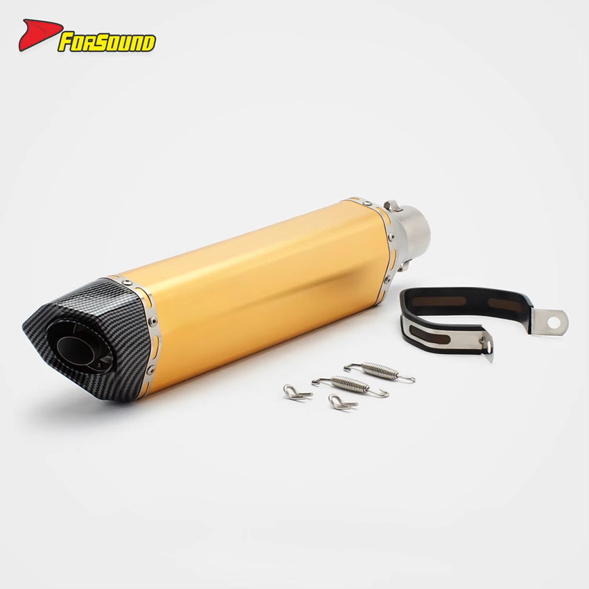 Forsound RS Original Modified Universal Stainless Steel New Replacement Exhaust Pipe Gold Lengthened Hexagonal Hole Motorcycle