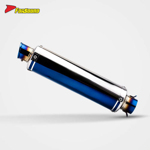 Stainless Steel Carbon Fiber 51Mm over Blue Retro Long End Can Exhaust Pipe for Universal Motorcycle