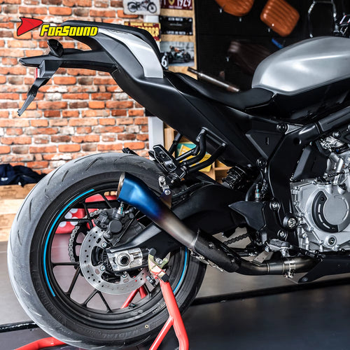 FORSOUND 675SR New Torch-Style Stainless Steel Exhaust Pipe with Blue Burnt Titanium Alloy Front & Middle Section