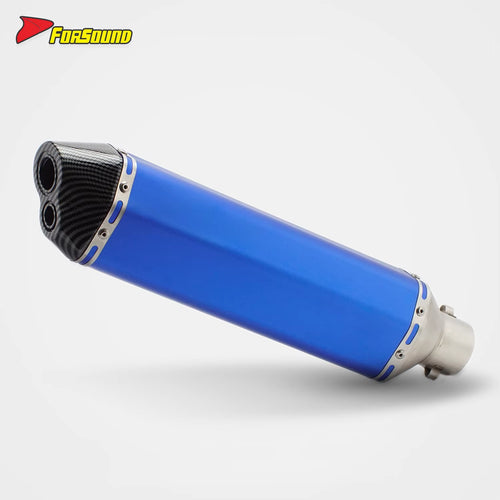 New Forsound RS Original Modified Stainless Steel Exhaust Pipe Universal Blue Body 51Mm Hexagonal Double Hole Tail Section