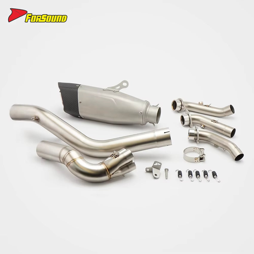 For ZONTES 703RR Stainless Steel Full Straight Exhaust System Side-Exit Motorcycle Exhaust Pioneer Model with Oxygen Sensor OEM