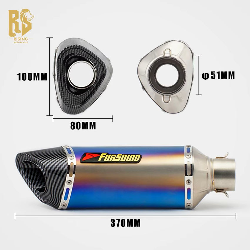 RS for Motorcycle Exhaust System Single-Hole Modified Exhaust Pipe for Motorcycle Fits CBR650 ZX-4R CB400F 650NK RS660 R6