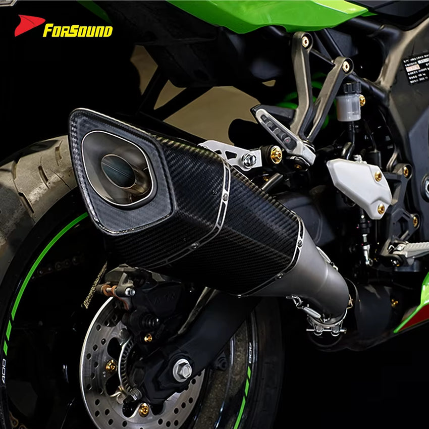 RS Original Universal New Motorcycle Carbon Fiber 60Mm Caliber Exhaust Muffler Pipe Compatible with XJ6 MT07 Xmax Crf150