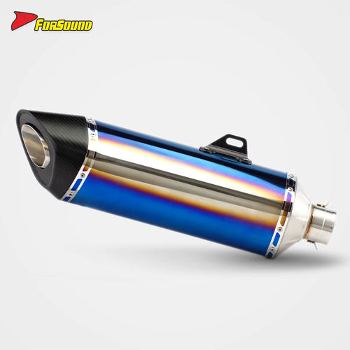 Stainless Steel Carbon Fiber 60Mm R11-7 Long End Can Baked Blue Exhaust Pipe Universal Motorcycle Pipe