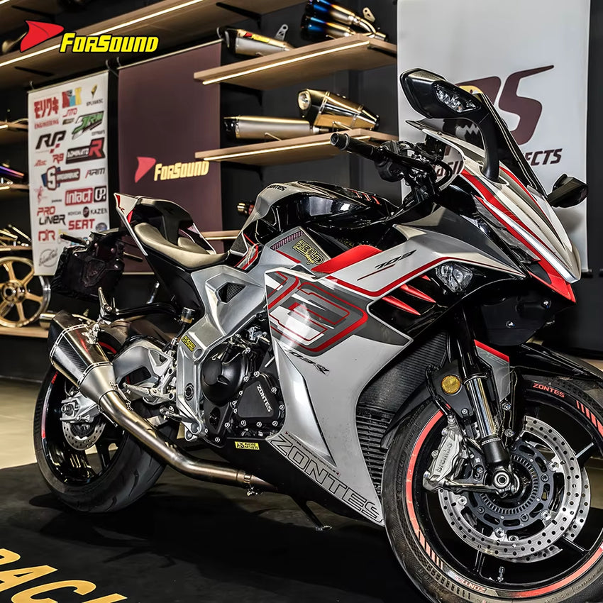 For ZONTES 703RR Carbon Fiber Full Straight Exhaust System Dominator-Style Zontes 703Rr Tail Exhaust with Oxygen Sensor OEM&ODM