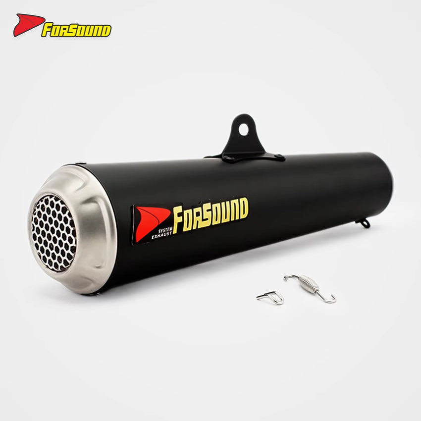 RS Original Universal Modified Motorcycle Exhaust Pipe Stainless Steel Black Body GP Honeycomb Net Tail Silencer 51Mm New