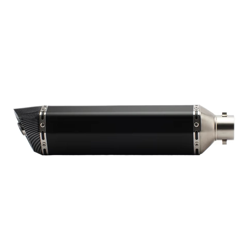 RS Original Modified Stainless Steel Exhaust Pipe Universal Black Body Lengthened with Hexagonal round Hole Tail Section 51Mm