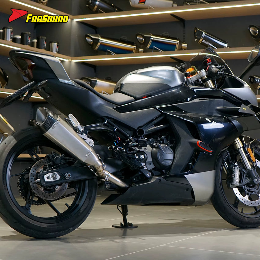 For 450SR Silver Stainless Steel Carbon Fiber Tip TSS Full System Exhaust 2022-2025 Motorcycle Replacement Supersport Riding