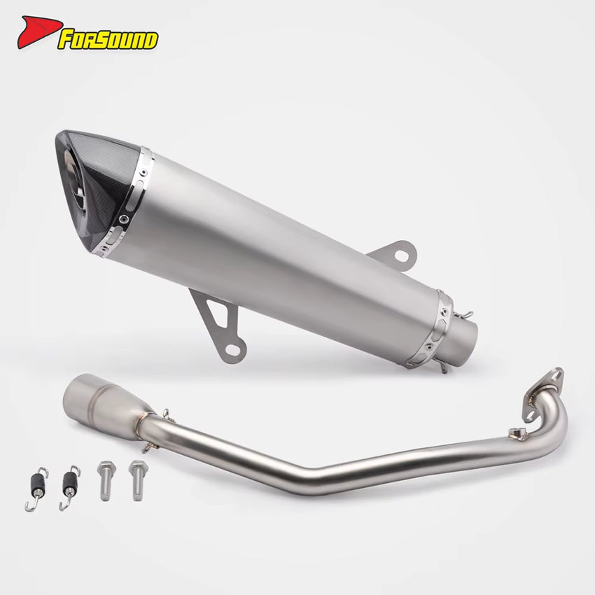 FORSOUND Exhaust for ADV 160 Carbon Fiber Stainless Steel Matte Finish Extended Slant Hexagonal Deep Mellow Exhaust Note Urban