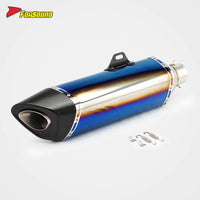 Stainless Steel Carbon Fiber 60Mm R11-7 Long End Can Baked Blue Exhaust Pipe Universal Motorcycle Pipe