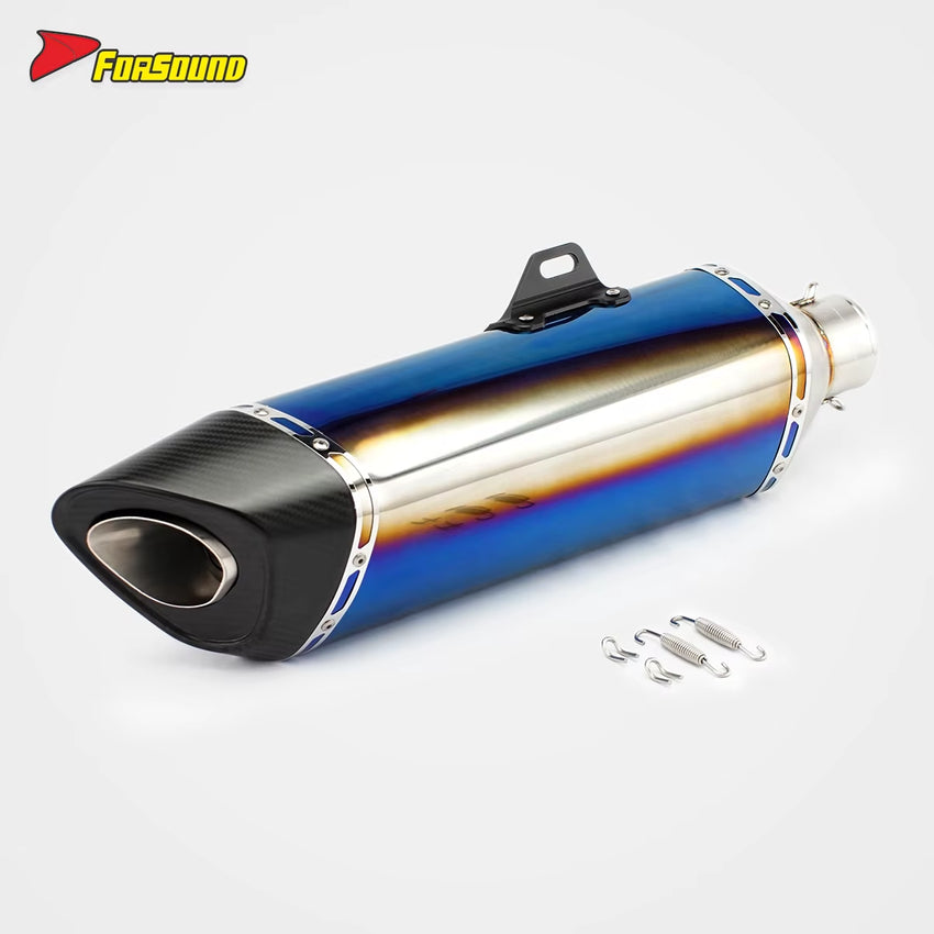 Stainless Steel Carbon Fiber 60Mm R11-7 Long End Can Baked Blue Exhaust Pipe Universal Motorcycle Pipe