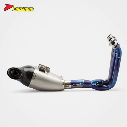 For CFMOTO 675SR 675NK Fit 2024-2025 Roasted Blue Titanium Alloy Motorcycle Carbon Bottom-Exit Exhaust System Customizable OEM