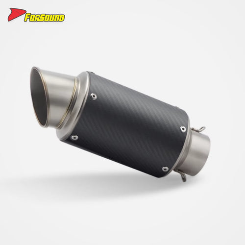 New Universal FORSOUND 51Mm Diameter Big-Cut Tip Carbon Fiber Slip-On Exhaust Stainless Steel Inner Tube High-Flow Exhaust Pipe