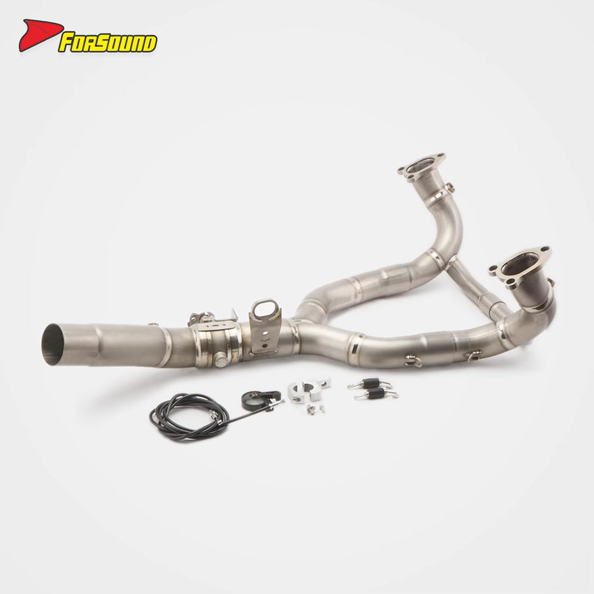 New Silver Forsound R1300GS Titanium Alloy Exhaust System Cable-Controlled Valve Front-Mid Section Lightweight Manual Motorcycle