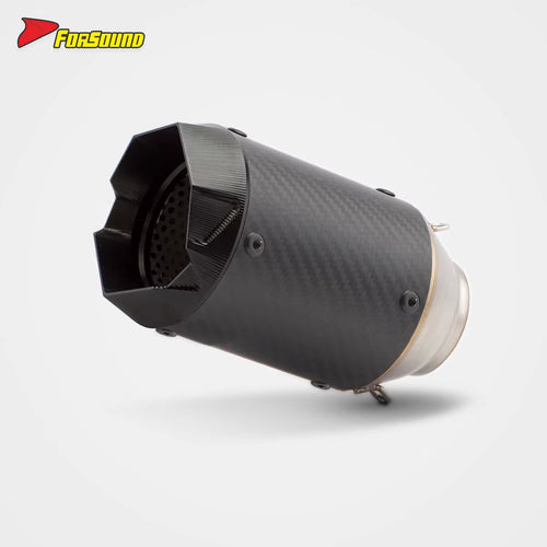 New RS Original 703RR Embossed Carbon Fiber Motorcycle Exhaust Pipe Universal Fit Retrofit/Upgrade Black Mouth 675NK 51Mm