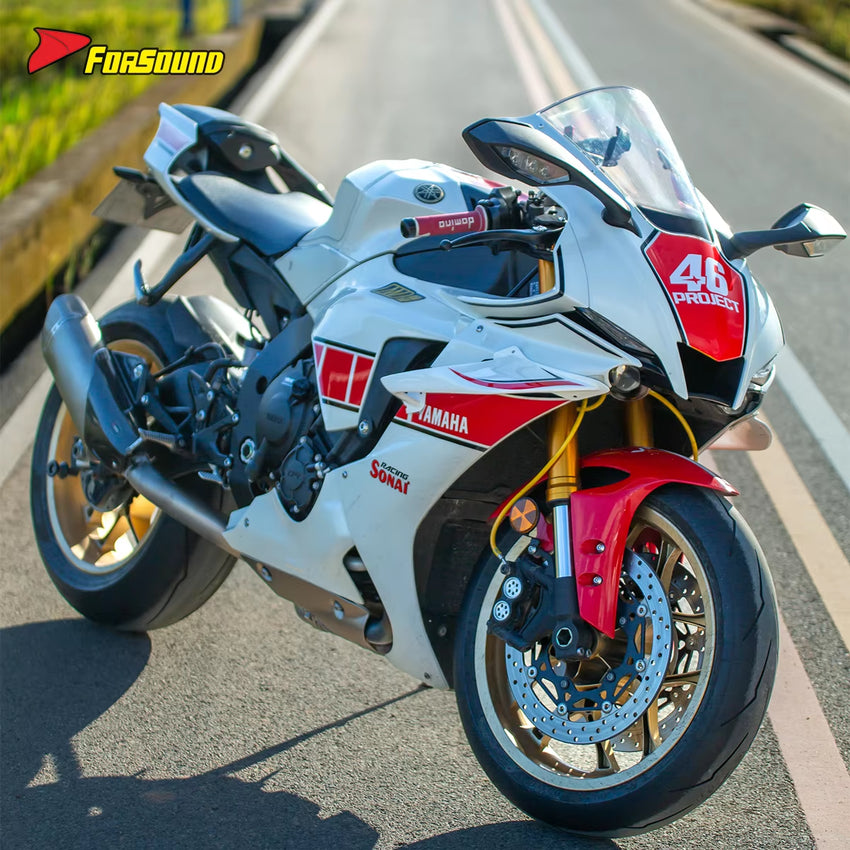 FORSOUND Yamaha MT10 Exhaust K12 Style Long Mid-Tail Slip-On Muffler Stainless Steel for Yamaha R1 2015-2025 Superbike Extended