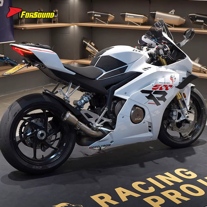 For ZX 500RR Sportsbike 57Mm Silvery White Stainless Steel Motorcycle Mid-Tail Integrated Exhaust Pipe Customizable OEM ODM
