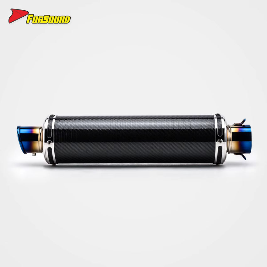Stainless Steel Carbon Fiber 51Mm over Retro Long End Can Exhaust Pipe for Universal Motorcycle Pipe