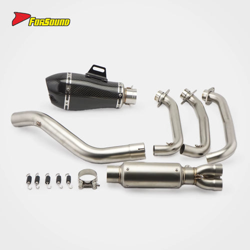 New FORSOUND 675SR Carbon Fiber Stainless Steel Double-Hole Full Exhaust System Deep Triple-Cylinder Sound Sportbike Racing Fit