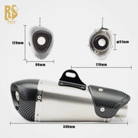 RS Original Universal Modified Motorcycle Exhaust Pipe Stainless Steel Frosted Carbon Fiber Baked Blue Small Inclined