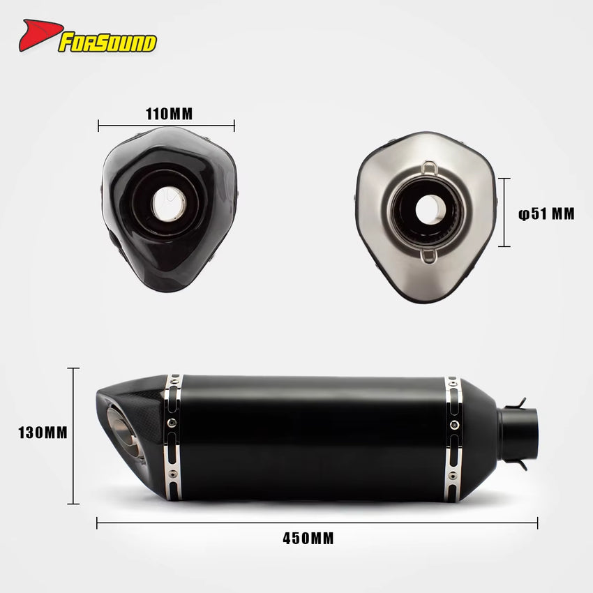 RS Universal 51Mm Caliber Stainless Steel Motorcycle Exhaust Pipe New Condition 300Mm Tailpipe for Z900 Z800 Z400
