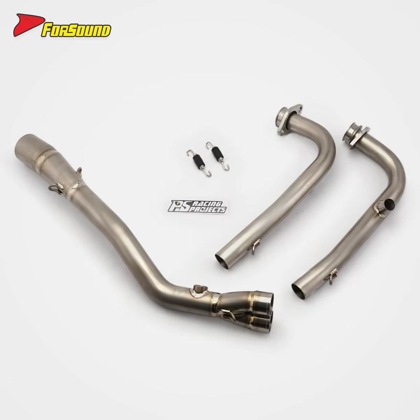 New FORSOUND Yamaha TMAX 560 Twin-Cylinder Maxi-Scooter Titanium Front-Mid Section Exhaust Direct Bolt-On Installation