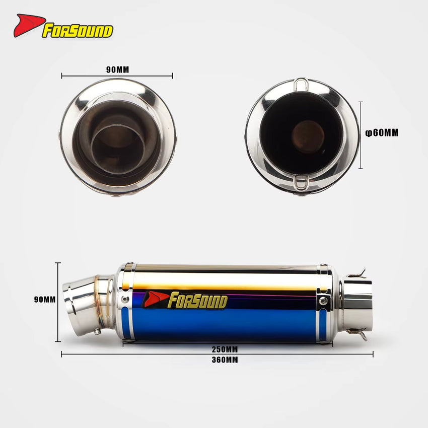 RS Original Universal Carbon Fiber Stainless Steel Motorcycle Exhaust Pipe for Z900RS Grilled Blue Polished Sportbikes