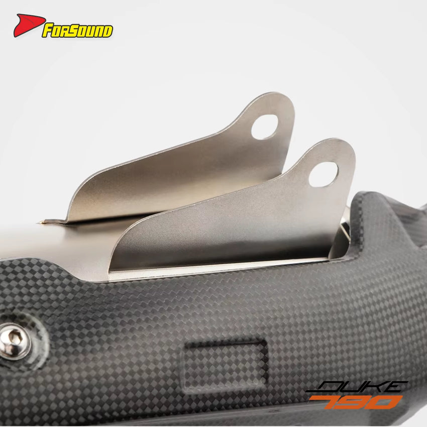 Stainless Steel Carbon Fiber Head Double Ear Mid and Tail Section Muffled Exhaust Pipe for Motorcycle for KTM Duke 790/890