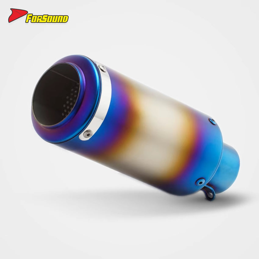 RS Original 51Mm Motorcycle Roasted Blue Pipe Escape Exhaust Muffler Gp-Project Universal Pitbike Racing Muffler