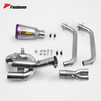 ปลายท่อออกด้านล่าง ทรง U-Bend SR สเตนเลสสตีลทั้งชุด FORSOUND สำหรับ YAMAHA MT07 FZ-07 อัปเกรดโดยไม่ต้องดัดแปลง ทนความร้อน