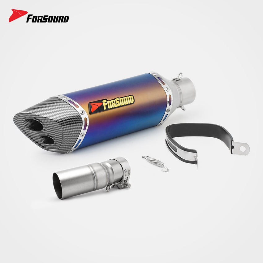 Forsound Factory Wholesale Price Motorcycle Exhaust Ninja 400 All Stainless Steel Carbon Fiber Double-hole Rectangular Muffler