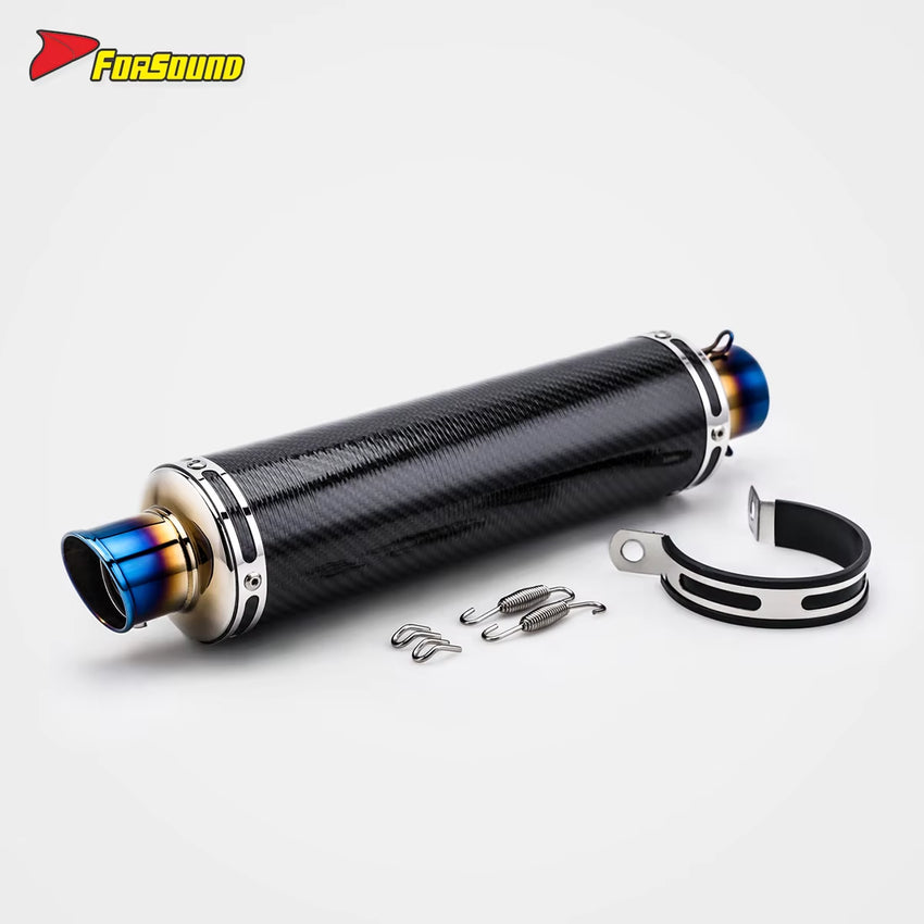Stainless Steel Carbon Fiber 51Mm over Retro Long End Can Exhaust Pipe for Universal Motorcycle Pipe