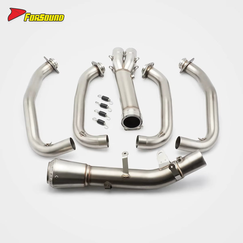 New Condition Silvery White Stainless Steel Motorcycle Modified Full System Exhaust Pipe for KAWASAKI ZX-6R ZX-4R Supersport