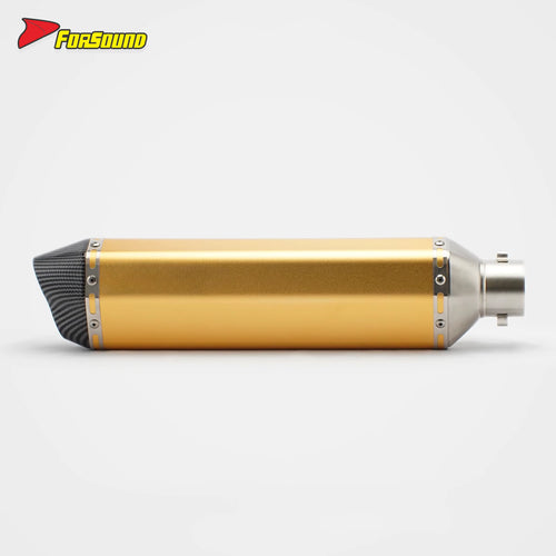 RS Original Modified Universal Stainless Steel New Exhaust Pipe Gold Body Lengthened Hexagonal Double Hole Tail Section 51Mm