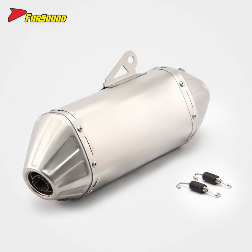 Stainless Steel 51Mm T148 Fish-Mouth End Can Exhaust Pipe with Bracket/Clamp Universal Motorcycle Pipe