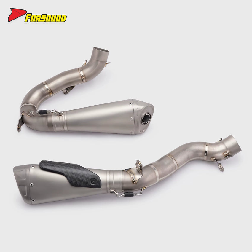 Ducati V4 Mid-Tail Carbon Fiber & Titanium Exhaust for 2018-2025 Panigale V4S/Streetfighter V4-High-Performance Retrofit/Upgrade