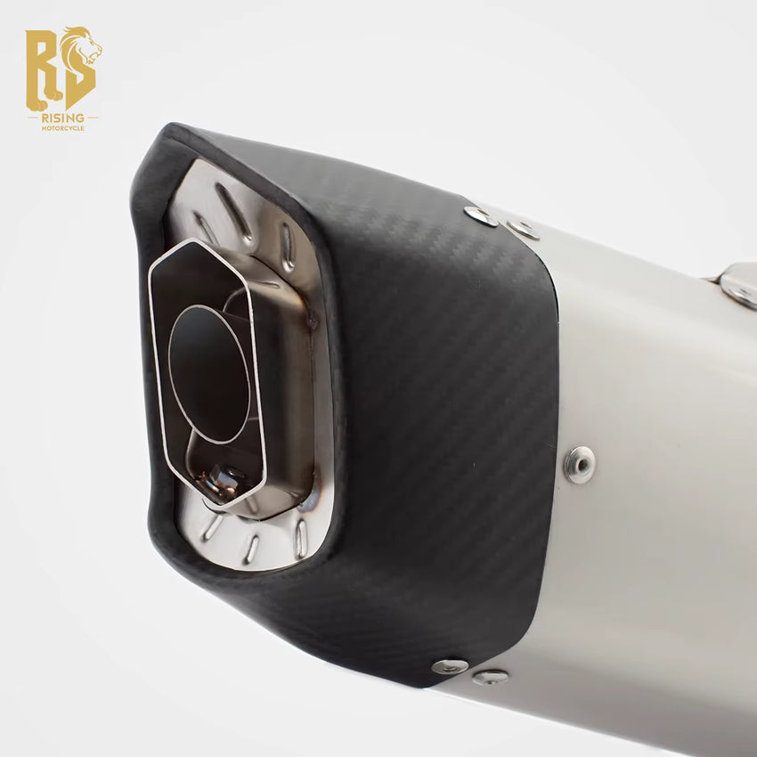 RS Original Universal Modified Motorcycle Exhaust Pipe Pioneer Carbon Fiber Cover Tail Section 51Mm Diameter Stainless Steel