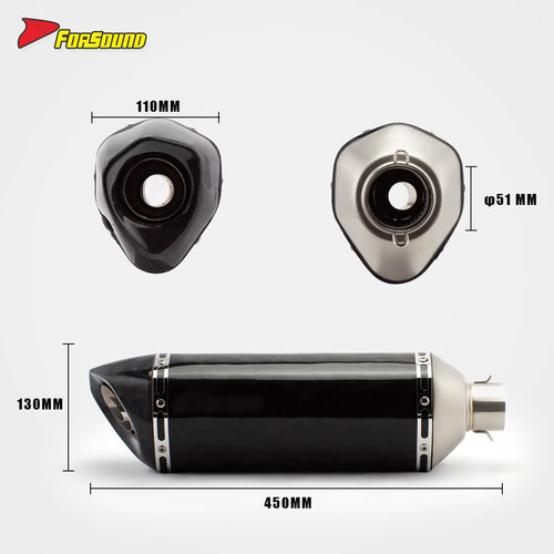 RS Universal Racing Modified Stainless Steel Motorcycle Exhaust Muffler New Condition for Moto MT09 NMAX YZF R6 51Mm Caliber